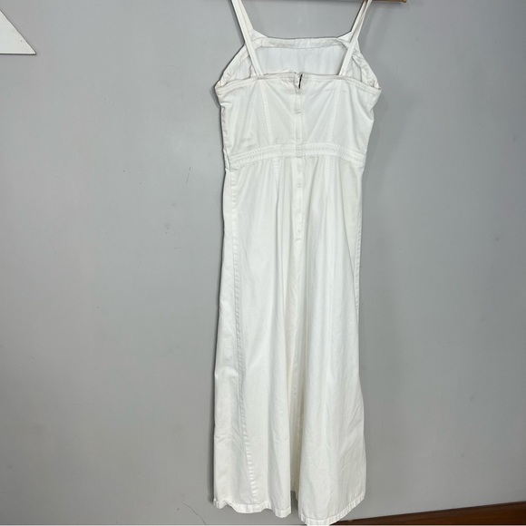 Vintage White Maxi Dress Adjustable Straps Cotton Minimalist Euro Vacay Sundress - Picture 7 of 10